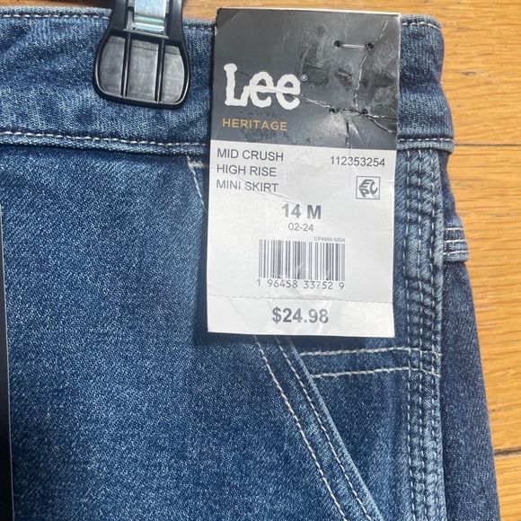 Lee Women's Heritage High Rise Loose‎ Fit Denim Blue Mid Crush Jean Mini Skirt - Picture 6 of 7